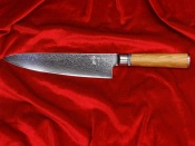 Nóż Szefa Kuchni z grawerem Aka Tori ze stali damasceńskiej 8" - Kyoto Olive