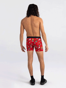 Bokserki męskie szybkoschnące SAXX VIBE Boxer Brief płonące torty - czerwone