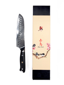 Nóż Santoku ze stali damasceńskiej 7" - Aka Tori Osaka Pro