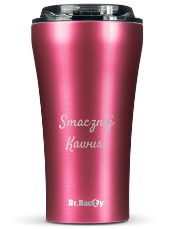 Kubek termiczny na kawę Dr.Bacty Apollo 2.0 - Smacznej kawusi - 360 ml - Pink