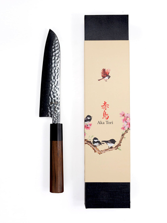 Nóż Santoku ze stali damasceńskiej 7" - Aka Tori Tokyo Hammer