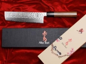 Nóż Nakiri do warzyw z grawerem Aka Tori ze stali damasceńskiej 7" - Tokyo Hammer