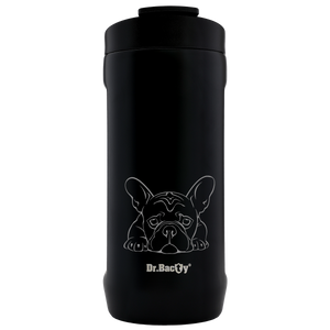 Kubek termiczny 2w1 Dr.Bacty Notus 360 ml - Buldog francuski - czarny