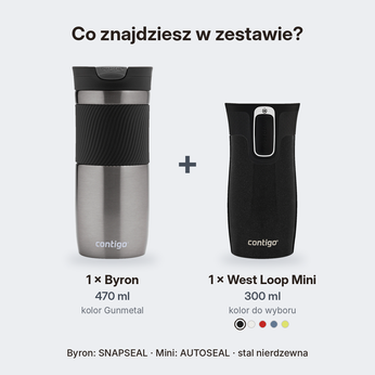 Zestaw Contigo Byron 470 ml Gunmetal + West Loop Mini 300 ml – czarny metalik