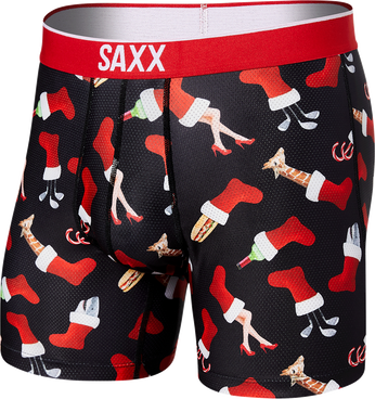Bokserki męskie sportowe SAXX VOLT Boxer Brief świąteczna skarpeta– czarne