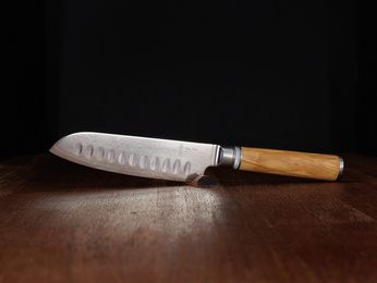 Nóż Santoku ze stali damasceńskiej 5" - Aka Tori Kyoto Olive