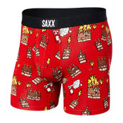 Bokserki męskie szybkoschnące SAXX VIBE Boxer Brief płonące torty - czerwone