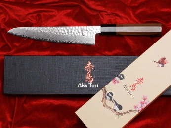 Nóż szefa kuchni z grawerem Aka Tori ze stali damasceńskiej 8" - Tokyo Hammer