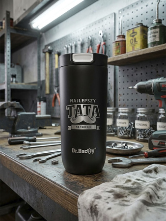 Dr.Bacty Atlas 540ml, czarny mat - termiczny, kubek do kawy dla taty