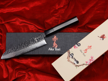 Nóż Santoku ze stali damasceńskiej 7" - Aka Tori Tokyo Black