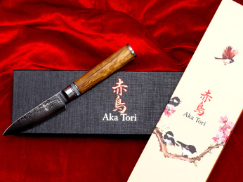 Nóż do obierania ze stali damasceńskiej 3,5" - Aka Tori Kyoto Olive