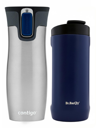 Zestaw kubków termicznych Contigo West Loop 2.0 470ml - stalowy + Dr.Bacty Notus 360 ml - granatowy