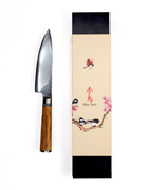 Nóż szefa kuchni z grawerem Aka Tori ze stali damasceńskiej 6" - Kyoto Olive