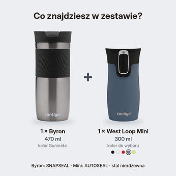 Zestaw Contigo Byron 470 ml Gunmetal + West Loop Mini 300 ml – niebieski metalik