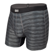 Bokserki męskie chłodzące / sportowe z rozporkiem SAXX HOT SHOT Boxer Brief Fly w paski – czarne