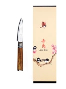 Nóż do obierania z grawerem Aka Tori ze stali damasceńskiej 3,5" - Kyoto Olive