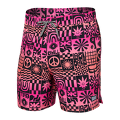 Szorty kąpielowe męskie z kieszeniami 2w1 SAXX OH BUOY krótkie - różowe