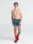 Bokserki męskie szybkoschnące SAXX VIBE Boxer Brief liście - niebieskie