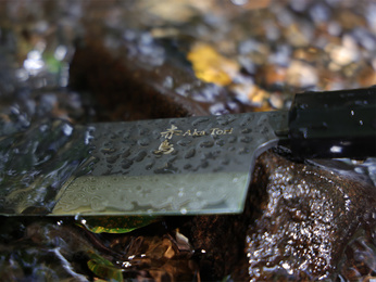 Nóż Nakiri do warzyw ze stali damasceńskiej 7" - Aka Tori Tokyo Black