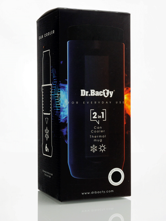 Kubek termiczny na kawę 2w1 Dr.Bacty Notus 360 ml - czarny - powystawowy