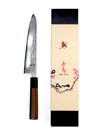Nóż szefa kuchni z grawerem Aka Tori ze stali damasceńskiej 8" - Tokyo Hammer