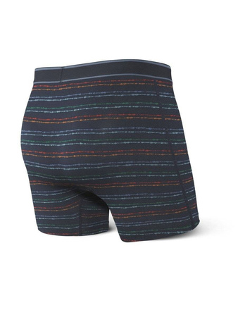 Bokserki oddychające męskie SAXX DAYTRIPPER Boxer Brief Fly z rozporkiem w kolorowe paski - granatowe