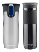 Zestaw kubków termicznych Contigo West Loop 2.0 470ml - Stalowy + Byron Contigo 720ml - Gunmetal