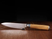 Nóż uniwersalny z grawerem Aka Tori ze stali damasceńskiej 5" - Kyoto Olive