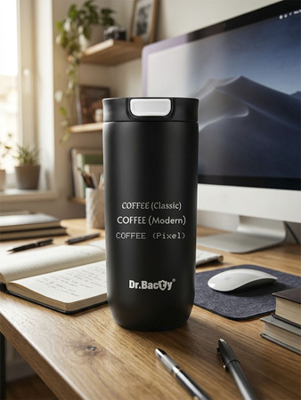 Kubek termiczny z grawerem Dr.Bacty Atlas 540 ml -  czarny