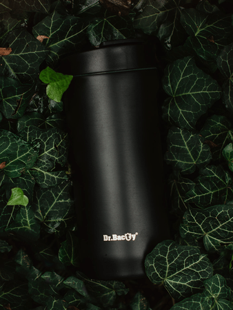 Kubek termiczny na kawę 2w1 Dr.Bacty Notus 360 ml - czarny - powystawowy