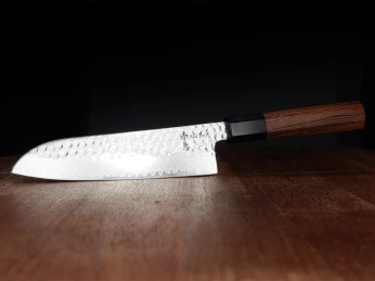Nóż Santoku z grawerem Aka Tori ze stali damasceńskiej 7" - Tokyo Hammer