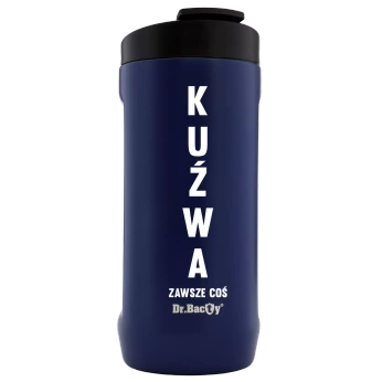 Kubek termiczny na kawę 2w1 Dr.Bacty Notus 360 ml - Kuźwa - granatowy