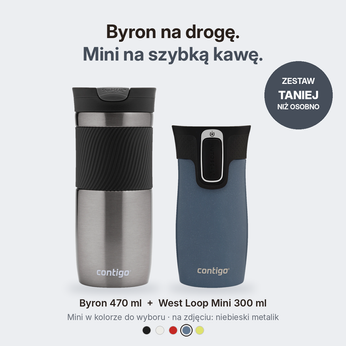 Zestaw Contigo Byron 470 ml Gunmetal + West Loop Mini 300 ml – niebieski metalik