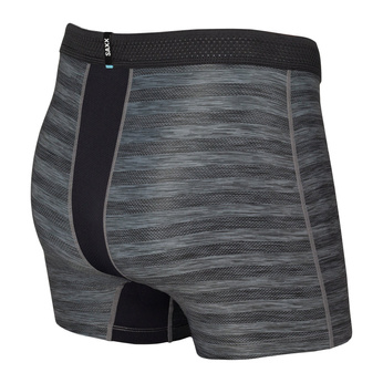 Bokserki męskie chłodzące / sportowe z rozporkiem SAXX HOT SHOT Boxer Brief Fly w paski – czarne