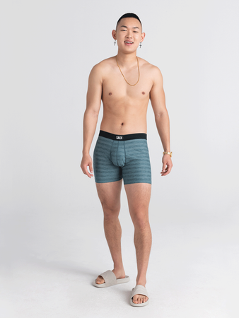 Bokserki męskie chłodzące / sportowe z rozporkiem SAXX HOT SHOT Boxer Brief Fly – turkusowe