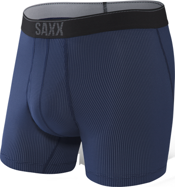 Bokserki męskie trekkingowe / sportowe z rozporkiem SAXX QUEST 2.0 Boxer Brief Fly – granatowe z jasnym szwem