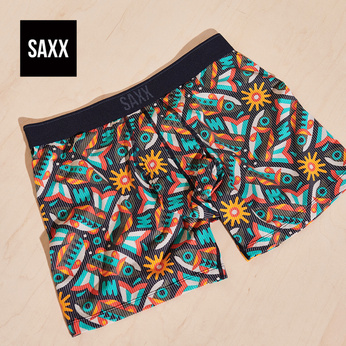 Bokserki męskie trekkingowe / sportowe z rozporkiem SAXX QUEST Boxer Brief Fly latające ryby