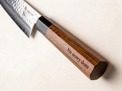 Nóż Nakiri do warzyw z grawerem Aka Tori ze stali damasceńskiej 7" - Tokyo Hammer