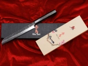 Nóż do chleba z grawerem Aka Tori ze stali damasceńskiej 8" - Tokyo Black