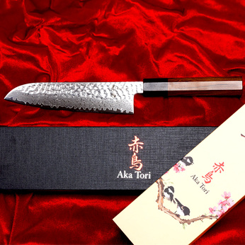 Nóż Santoku ze stali damasceńskiej 7" - Aka Tori Tokyo Hammer