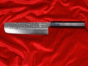 Nóż Nakiri do warzyw z grawerem Aka Tori ze stali damasceńskiej 7" - Tokyo Black