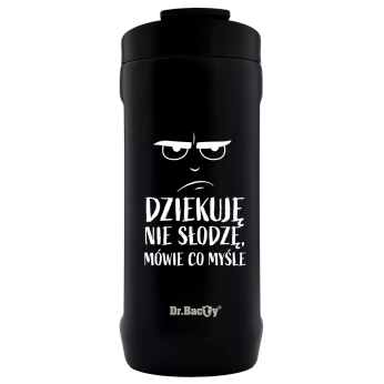 Kubek termiczny do kawy Dr.Bacty Notus 360 ml - Dziękuje, nie słodzę - czarny