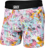 Bokserki męskie szybkoschnące SAXX VIBE Boxer Brief - Parki Narodowe - różowy