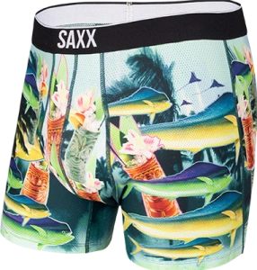 Bokserki męskie sportowe SAXX VOLT Boxer Brief podwodny świat – niebieskie