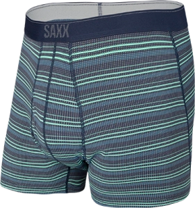 Bokserki męskie trekkingowe / sportowe z rozporkiem SAXX QUEST Boxer Brief Fly zielono-niebieskie paski