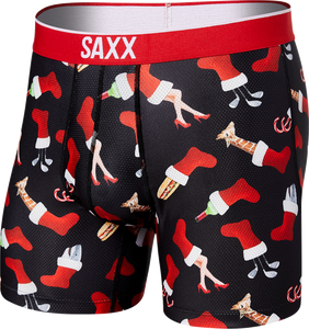 Bokserki męskie sportowe SAXX VOLT Boxer Brief świąteczna skarpeta– czarne