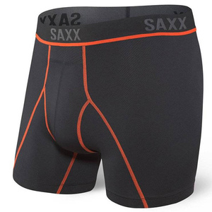 Bokserki do biegania męskie sportowe SAXX KINETIC HD Boxer Brief - czarne z czerwonymi szwami