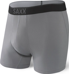 Bokserki męskie trekkingowe / sportowe z rozporkiem SAXX QUEST Boxer Brief Fly – ciemnoszare