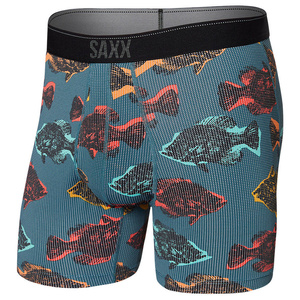 Bokserki męskie trekkingowe / sportowe z rozporkiem SAXX QUEST Boxer Brief Fly cienie ryb – niebieskie