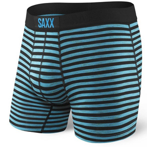 Bokserki męskie szybkoschnące SAXX VIBE Boxer Brief Modern Fit w pasy - czarno-niebieskie